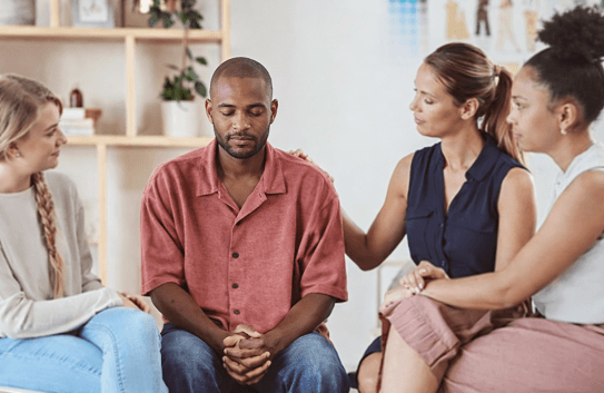 Counselling session supporting individuals in rebuilding relationships and emotional resilience.